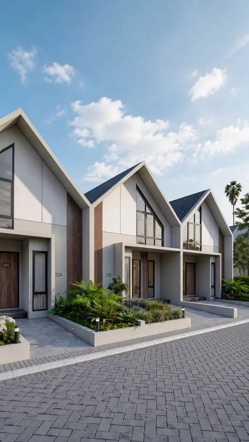 Deretan fasad rumah Apurva Giwangan