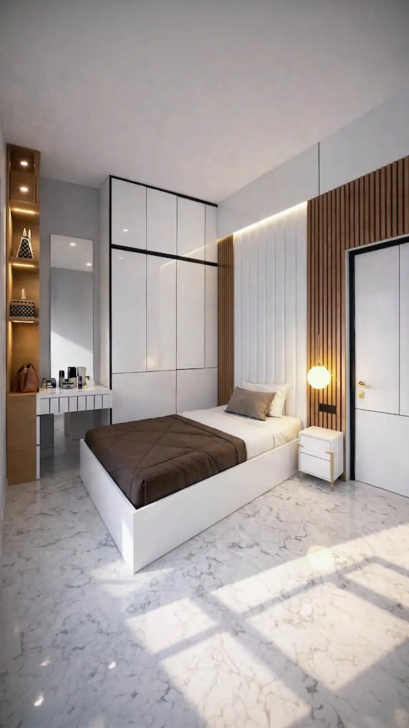 Kamar tidur dengan lemari dan meja rias