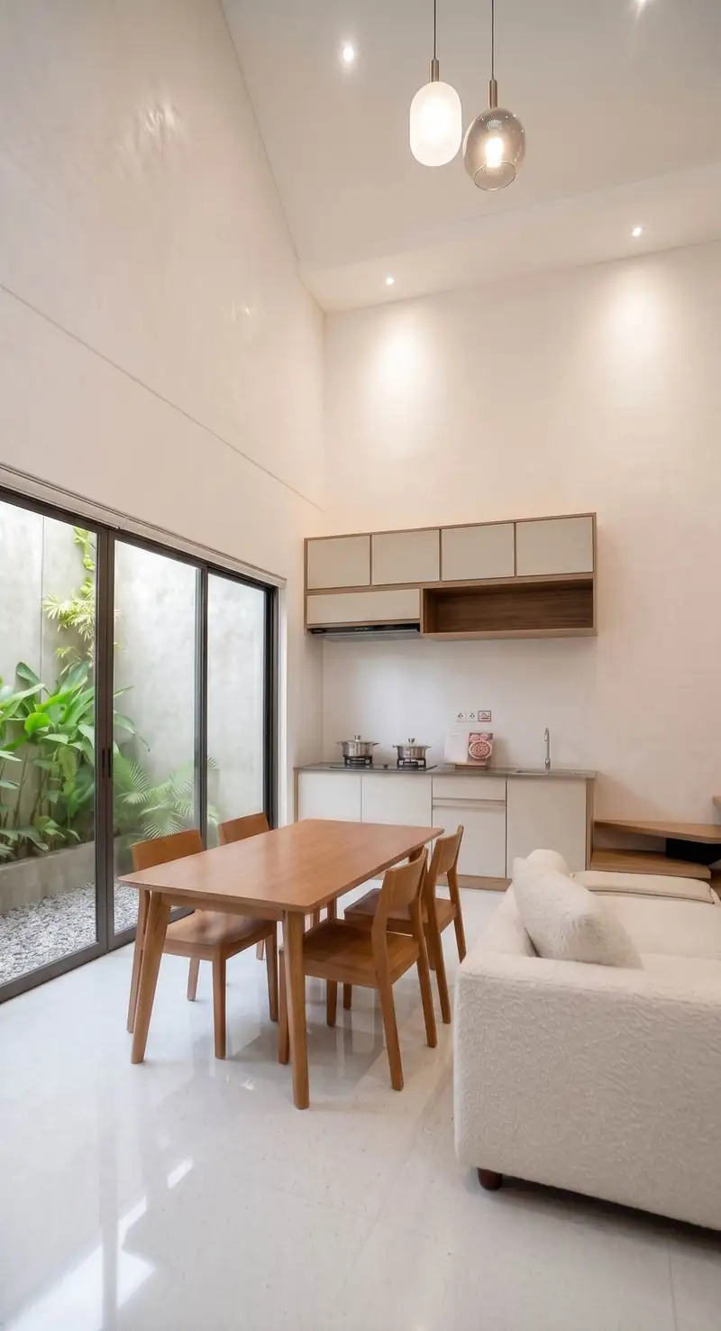 Ruang makan dan dapur dengan taman dalam