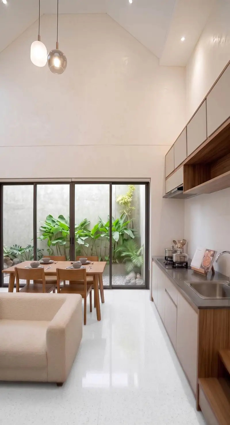 Ruang tamu, ruang makan, dan dapur